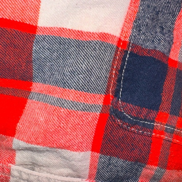 American Eagle Outfitters Flannel Casual Button Down Shirt Orange Navy S Large - Picture 4 of 5